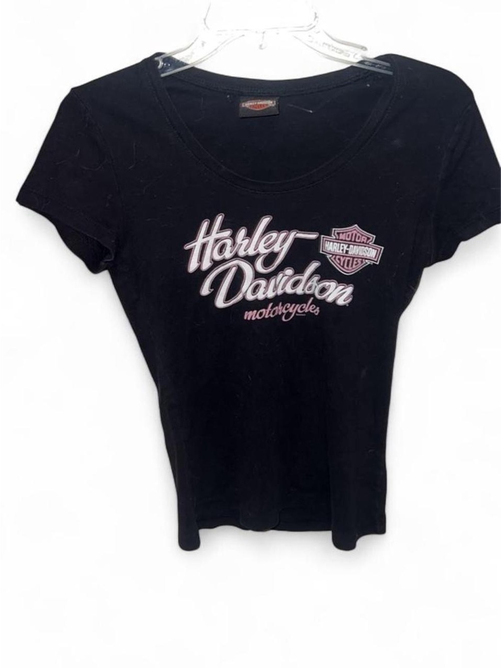 Harley-Davidson Black Women's Script Logo Tee with Pink Accents